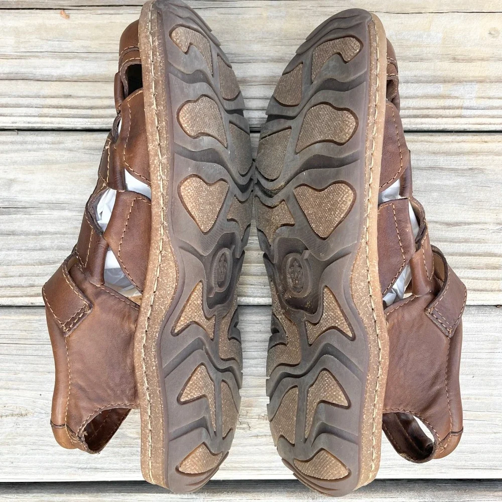 Born Fishermen Sandals Mens 12 Brown Leather H59706 Rugged Hiking Dad Vintage
